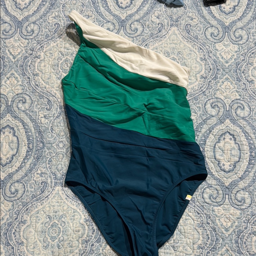 Summersalt Women's One Piece Swimsuit - Green, Blue, and White
